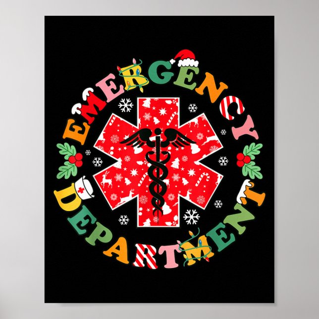 Cute Emergency Department Christmas Er Nurse Santa Poster (Vorne)