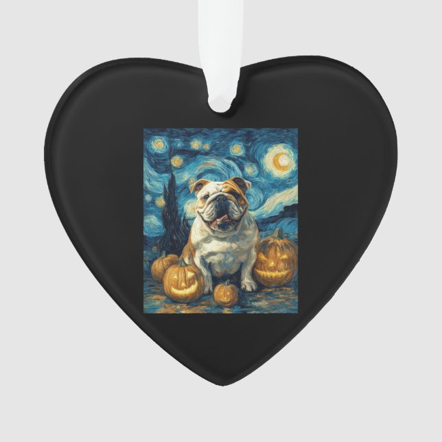 Cute English Bulldog Dog Halloween Jack O Lantern  Ornament (Vorderseite)