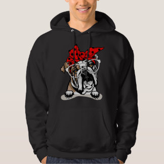 Cute English Bulldog Xmas Red Plaid Headband And G Hoodie