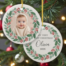 Cute Eucalyptus Baby First Christmas Photo