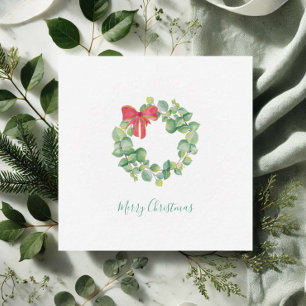 Cute Eucalyptus Wreath Watercolor Christmas Mitteilungskarte
