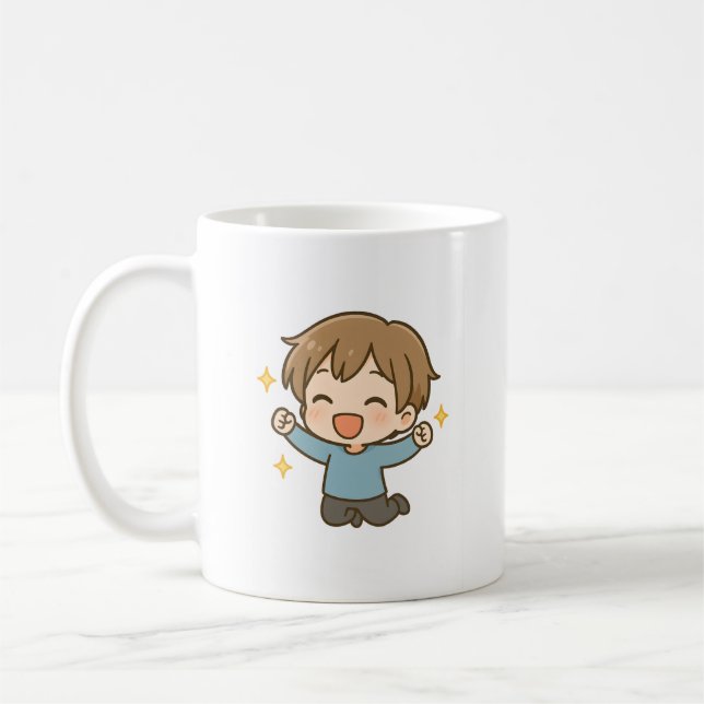 Cute Excited Chibi Daily Mood Mug Kaffeetasse (Links)
