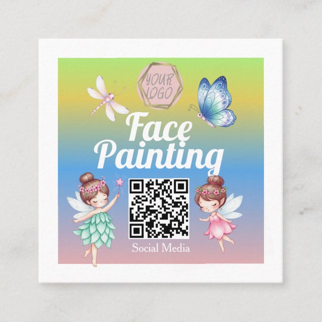 Cute Fairies Facepainter Artist  Quadratische Visitenkarte (Vorderseite)