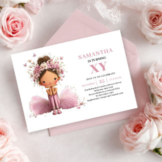 Cute Fairy Girl Birthday Blush Pink invitation Einladung
