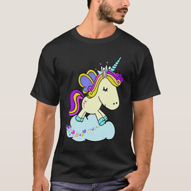 Cute Fairy Princess Unicorn on a Cloud T-Shirt (Vorderseite)
