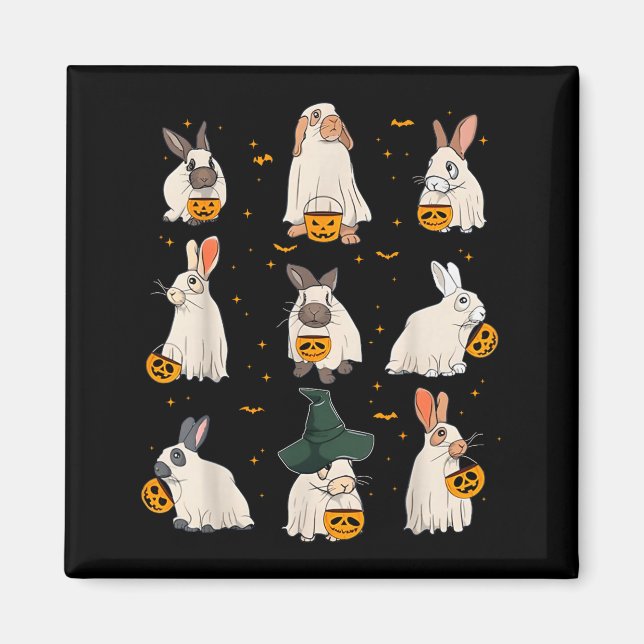 Cute Fall Bunny Ghost Costume Rabbit Lover Soky Se Magnet (Vorne)