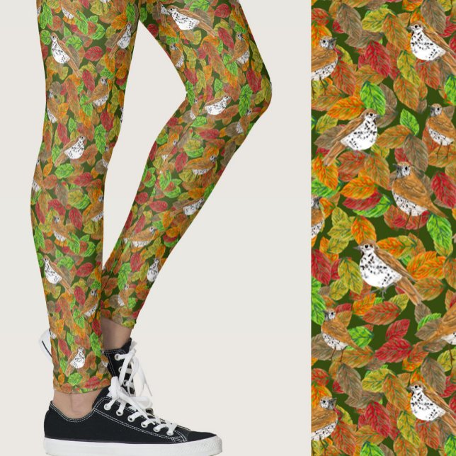 Cute fall colors leaves birds seasonal patterned leggings (Von Creator hochgeladen)