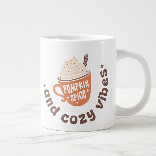Cute Fall Pumpkin Spice and Cozy vibes  Jumbo-Tasse (Rechts)