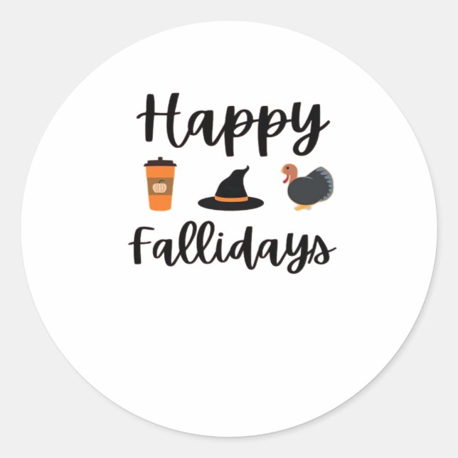 Cute Fall season Happy Fallidays Thanksgiving Hall Runder Aufkleber (Vorderseite)