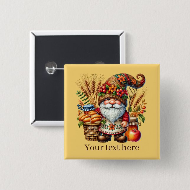 Cute Fall Seasonal gnome party  Button (Vorne & Hinten)