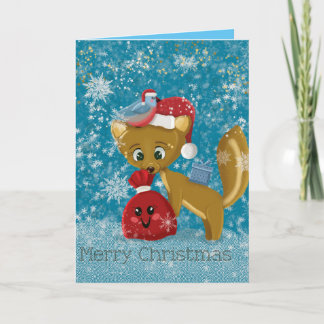 Cute family Christmas animals greeting cards Feiertagskarte