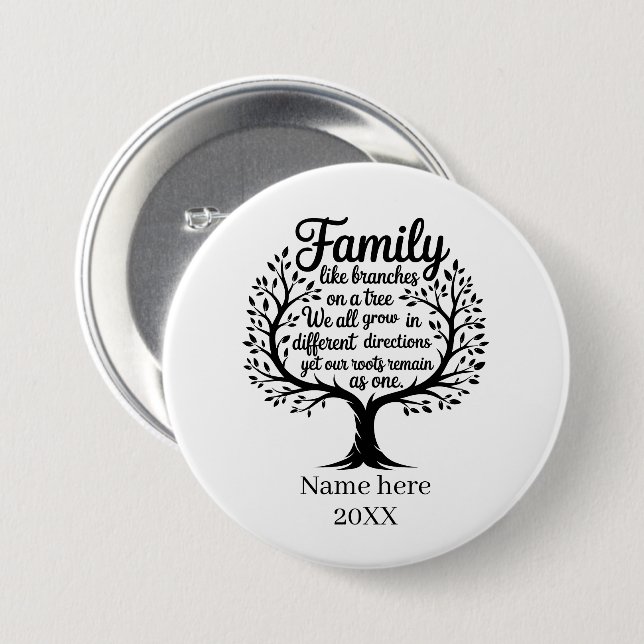 Cute Family reunion add name year  Button (Vorne & Hinten)