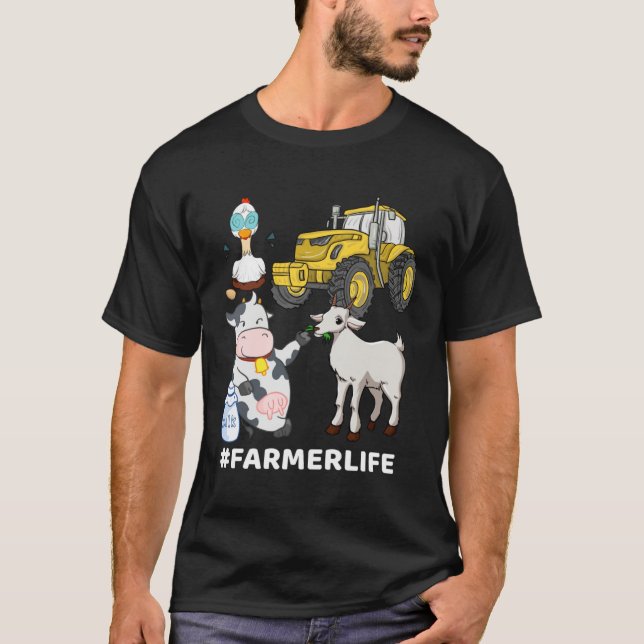 Cute Farm Animals And Tractor  Farmer & Farming T-Shirt (Vorderseite)