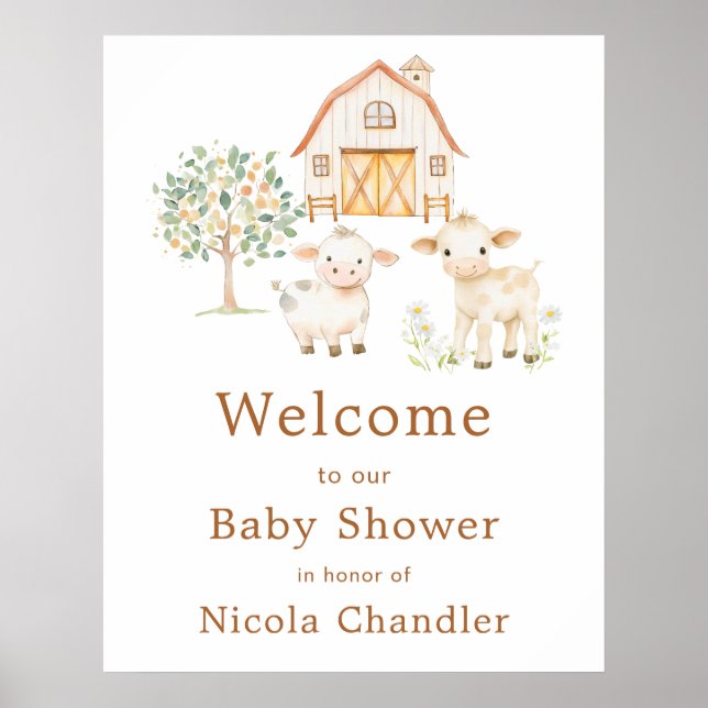 Cute Farm Barn Baby Shower Welcome Poster (Vorne)