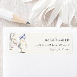 Cute Farm Chick Watercolor Floral Address