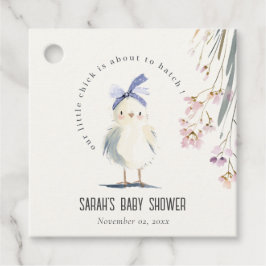 Cute Farm Chick Watercolor Floral Baby Shower Geschenkanhänger