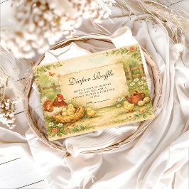 Cute Farm Chicks Baby Shower Diapper Raffle Begleitkarte