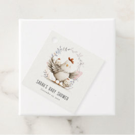 Cute Farm Mum and Baby Chick Floral Baby Shower Geschenkanhänger