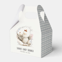 Cute Farm Mum and Baby Chick Floral Baby Shower Geschenkschachtel