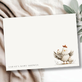 Cute Farm Mum and Baby Chick Floral Baby Shower Mitteilungskarte