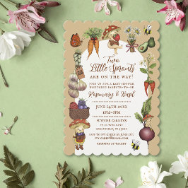 Cute Farmers Market Theme Twin Couples Baby Shower Einladung