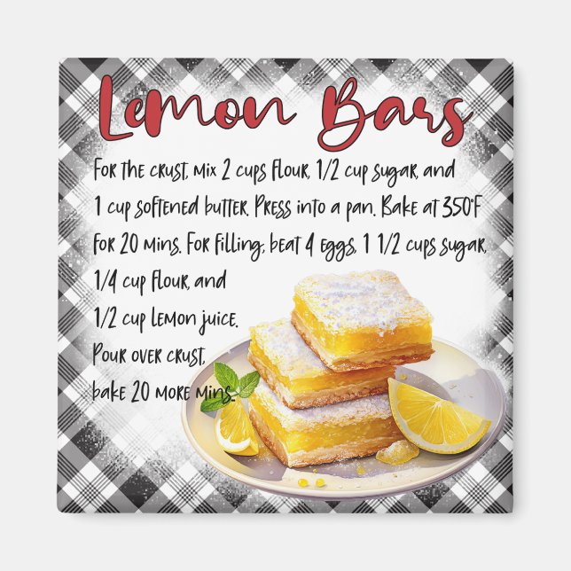 Cute Farmhouse Homemade Lemon Bars Baking Recipe Magnet (Vorne)