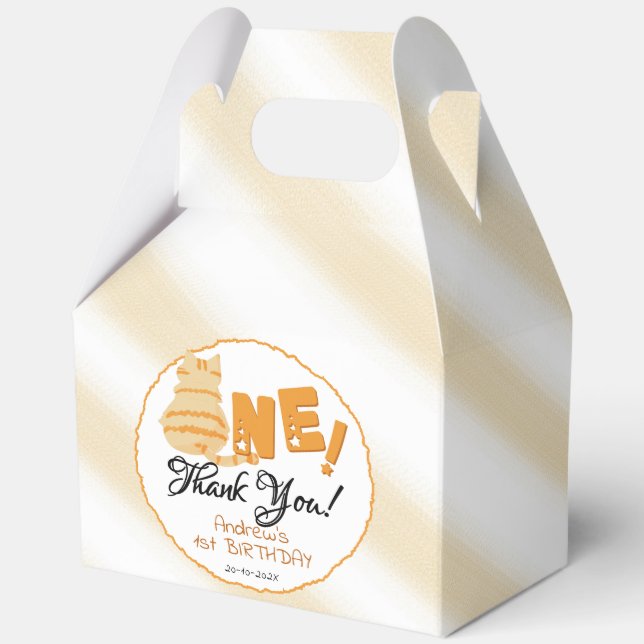 Cute Fat Orange Cat 1st Birthday Geschenkschachtel (Vorderseite)