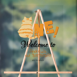 Cute Fat Orange Cat 1st Birthday Welcome Acrylschild