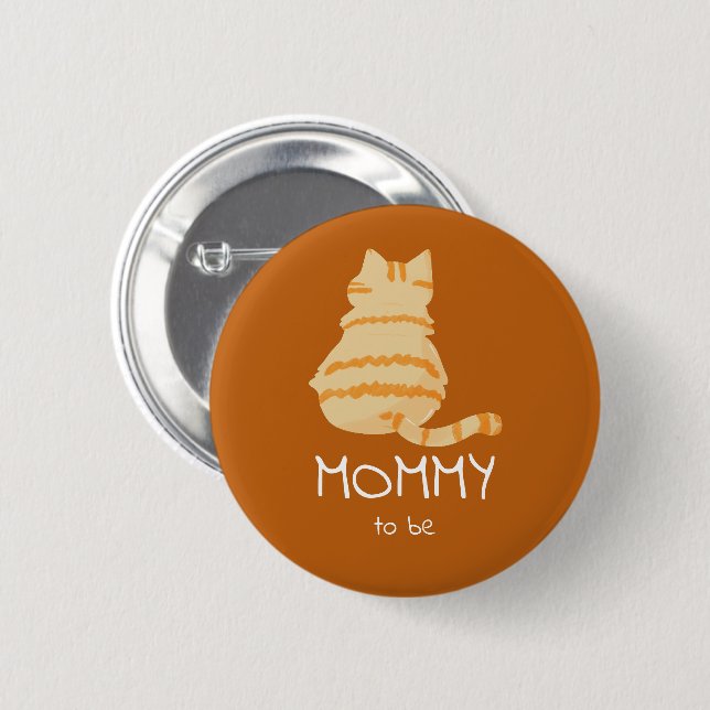 Cute Fat Orange Cat Baby Shower Mommy-to-be Button (Vorne & Hinten)