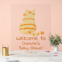 Cute Fat Orange Cat Baby Shower Welcome