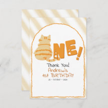 Cute Fat Orange Cat Stripes 1st Birthday
