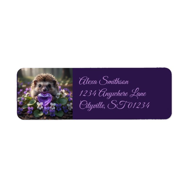 Cute February Hedgehog with Amethyst Heart (Vorne)