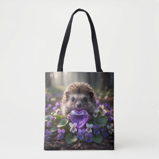 Cute February Hedgehog with Amethyst Heart (Vorderseite)