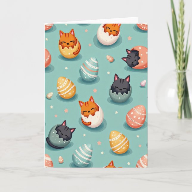 Cute Feline Hatching Pattern Card Karte (Vorderseite)