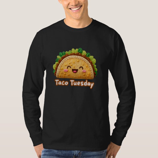 Cute Felt Taco Tuesday Kawaii Mexican Food Guac Fa T-Shirt (Vorderseite)