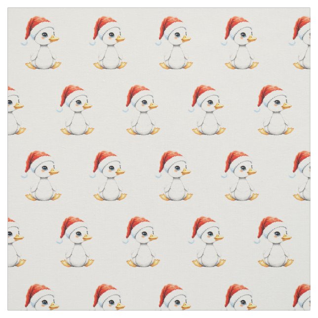 Cute Festive Christmas Baby Goose with Santa Hat Stoff (Muster)