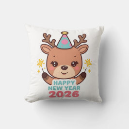 cute festive new year pillow 2026 kissen