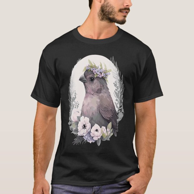 Cute Finch Bird Flower Crown Pet Birds  1 T-Shirt (Vorderseite)