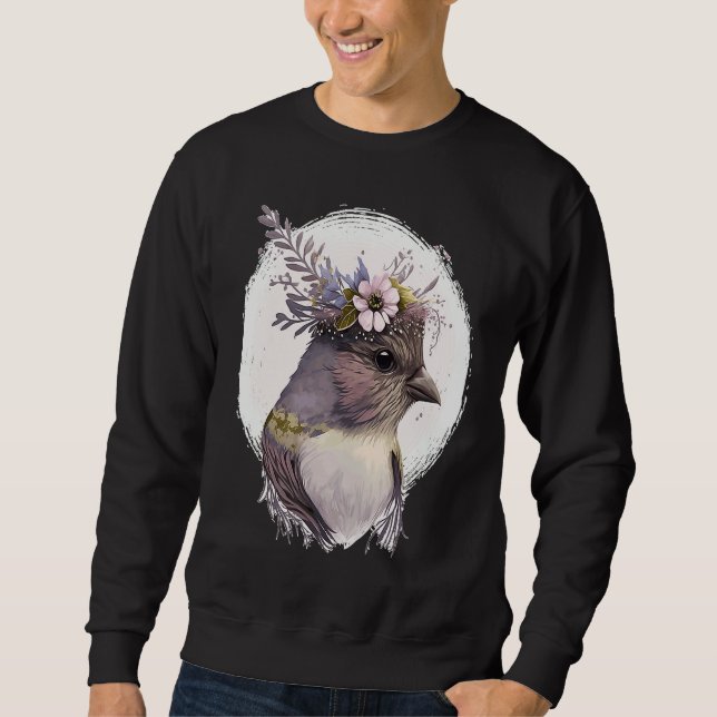 Cute Finch Bird Flower Crown Pet Birds Sweatshirt (Vorderseite)