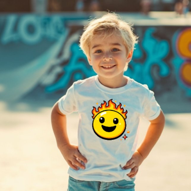 Cute Fire Smiley Y2K Toddler T-Shirt (Von Creator hochgeladen)