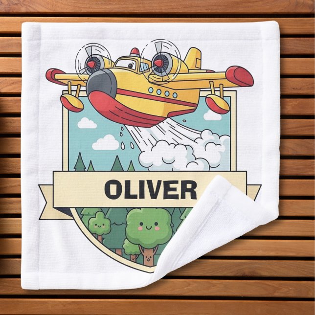 Cute Firefighting Plane Badge Waschlappen (Von Creator hochgeladen)
