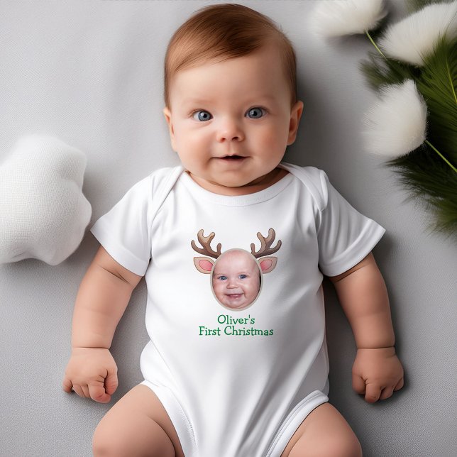 Cute First Christmas Baby Reindeer Baby Strampler (Von Creator hochgeladen)