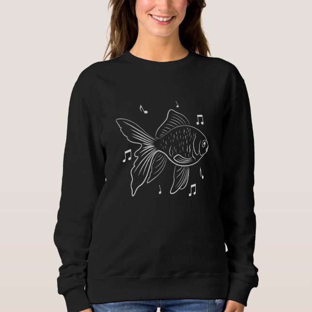 Cute Fish Goldfish Music Notes Clef Musician Sweatshirt (Vorderseite)