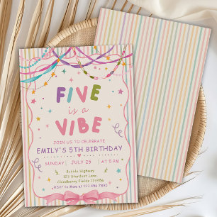 Cute Five Is A Vibe 5. Geburtstagsfeier Einladung