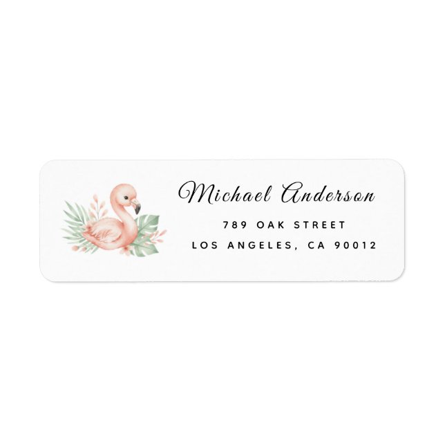  Cute Flamingo Baby Shower Return Address Label (Vorne)