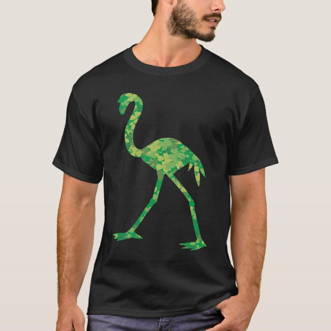 Cute Flamingo Shamrocks Irish St Patricks Day Anim T-Shirt (Vorderseite)