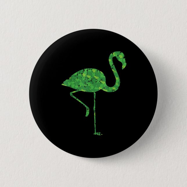 Cute Flamingo Shamrocks Shirt St Patricks Day Anim Button (Vorderseite)