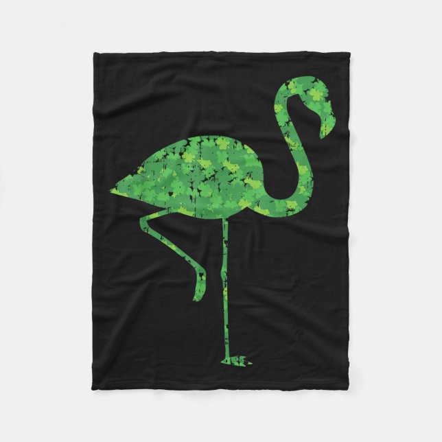 Cute Flamingo Shamrocks Shirt St Patricks Day Anim Fleecedecke (Vorderseite)