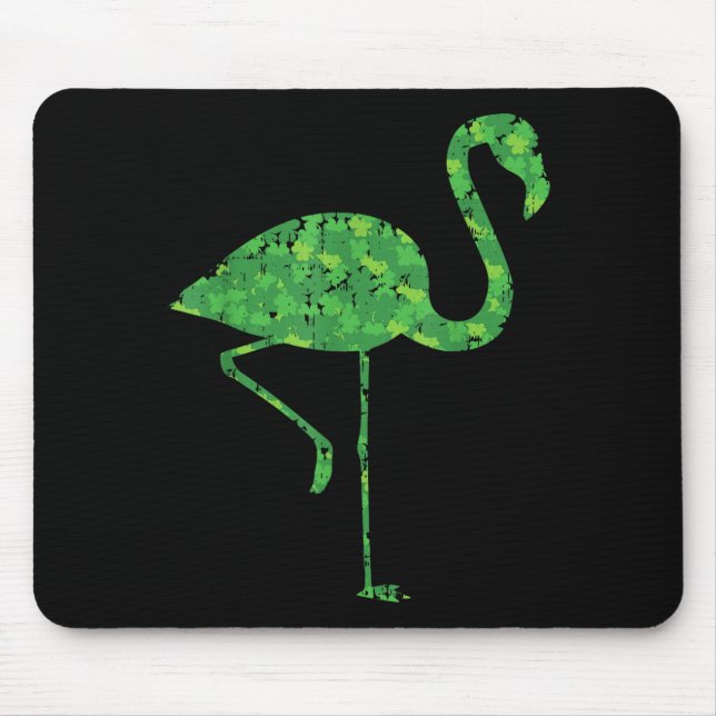 Cute Flamingo Shamrocks Shirt St Patricks Day Anim Mousepad (Vorne)