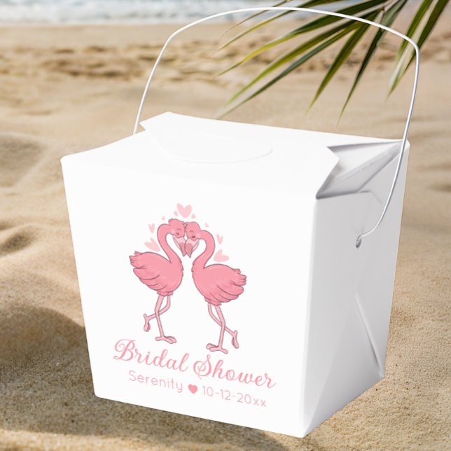 Cute Flamingo Tropical Pink Hawaiian Bridal Shower Geschenkschachtel (Von Creator hochgeladen)
